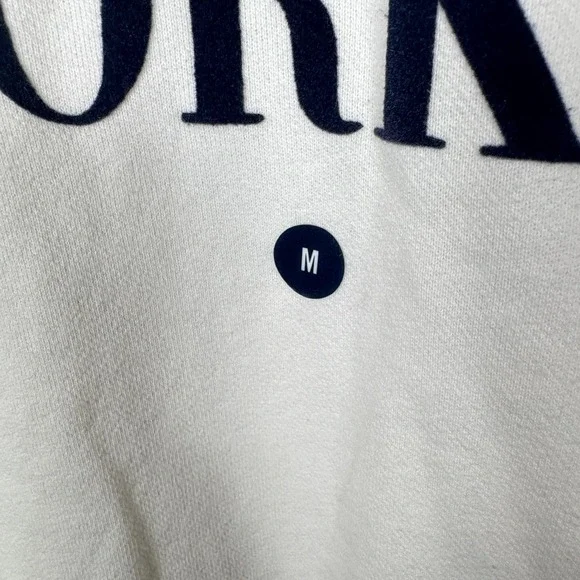 Abercrombie Sweatshirt Womens M Cream New‎ York Balloon Sleeve Crewneck Preppy - Picture 4 of 10